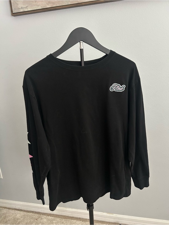 PINK Victoria's Secret Tops - PINK Victoria's Secret Black Long Sleeve Tee with Pink Accent